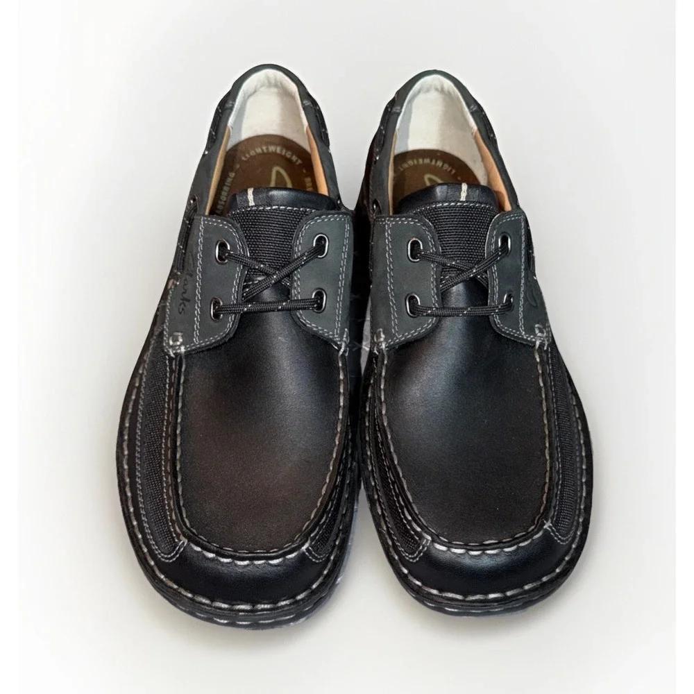 Clarks XTR Lite Men's Black Leather Loafers Size‎ 9M Slip On Comfort Shoes